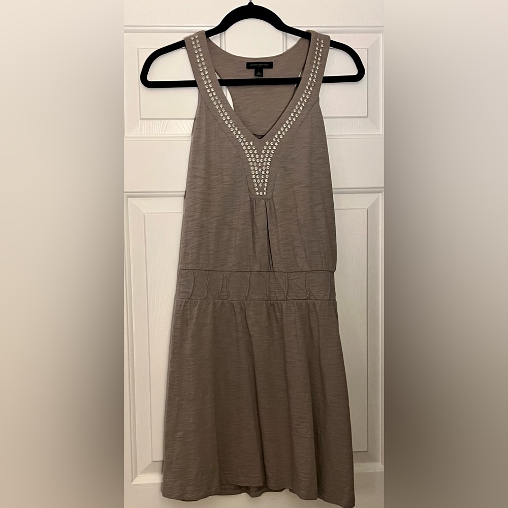 Banana Republic Cotton Razorback Slip-on Gray Dress, Size M